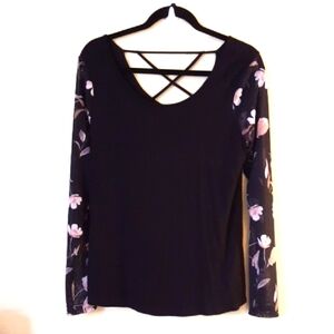 White Birch Sheer Floral Sleeve Top